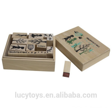 Quente vendendo madeira Artwork Stamp brinquedo na caixa de madeira